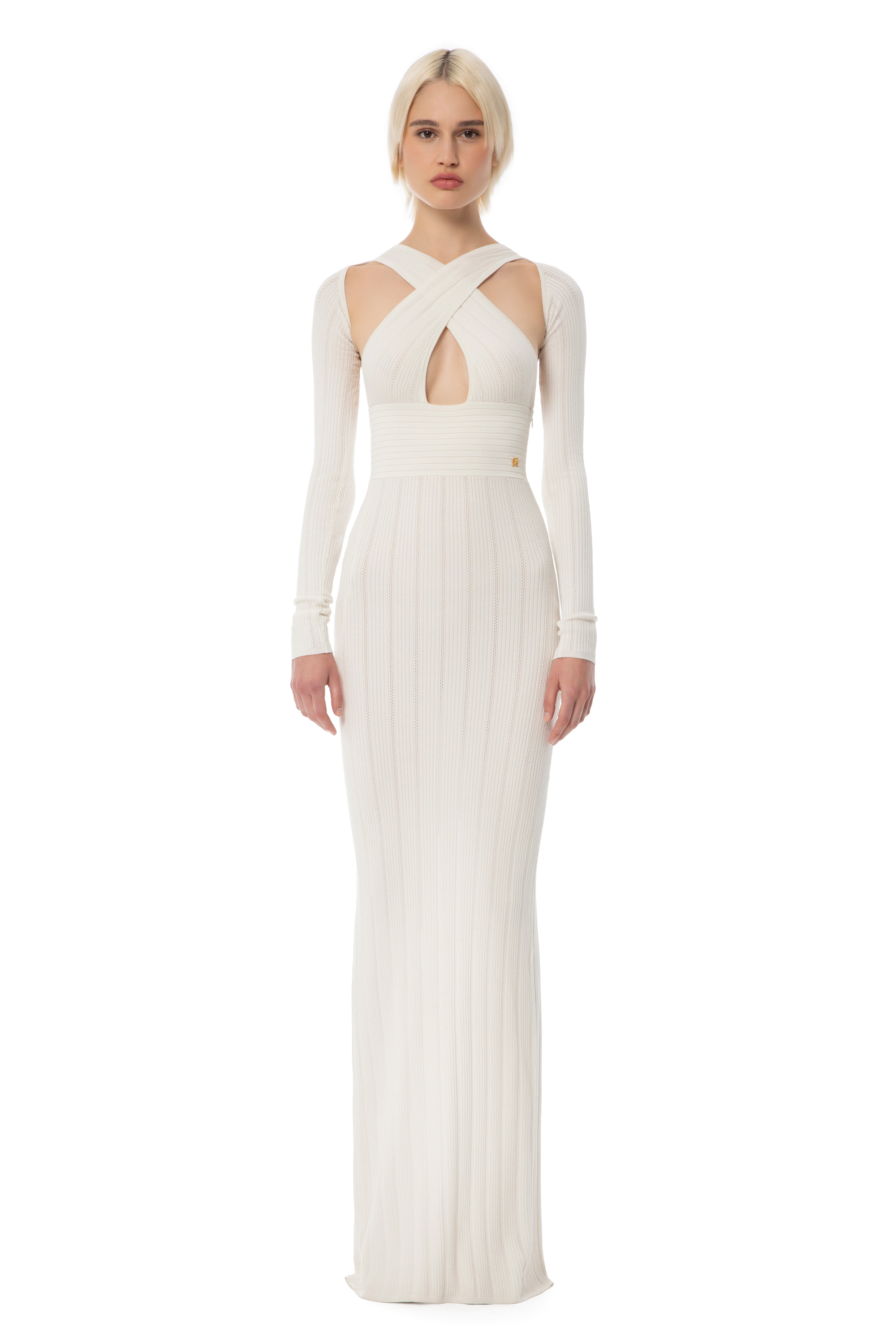 Red Carpet knit dress with slit | Elisabetta Franchi® Outlet