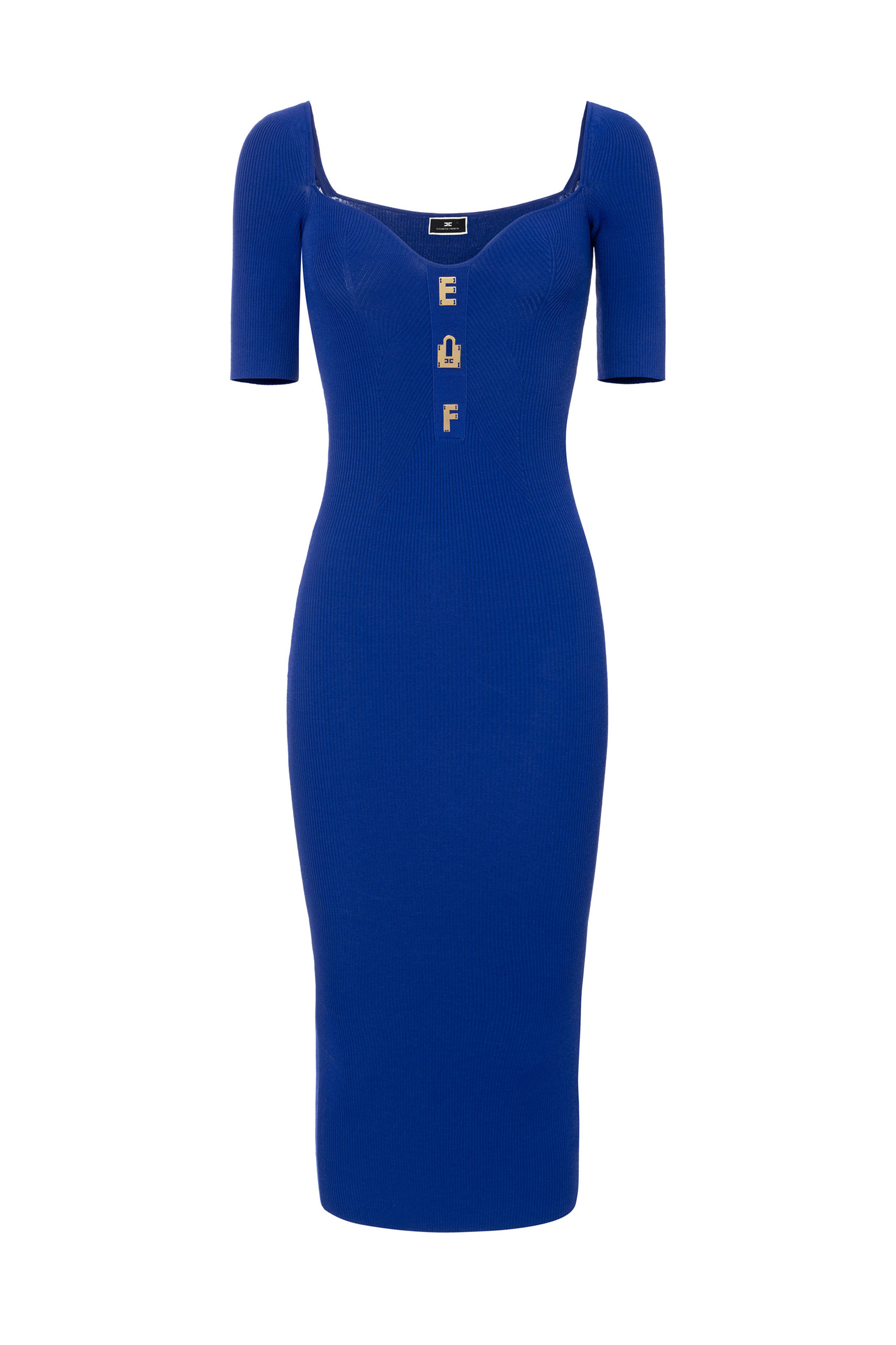 Midi dress in ribbed viscose fabric with lettering