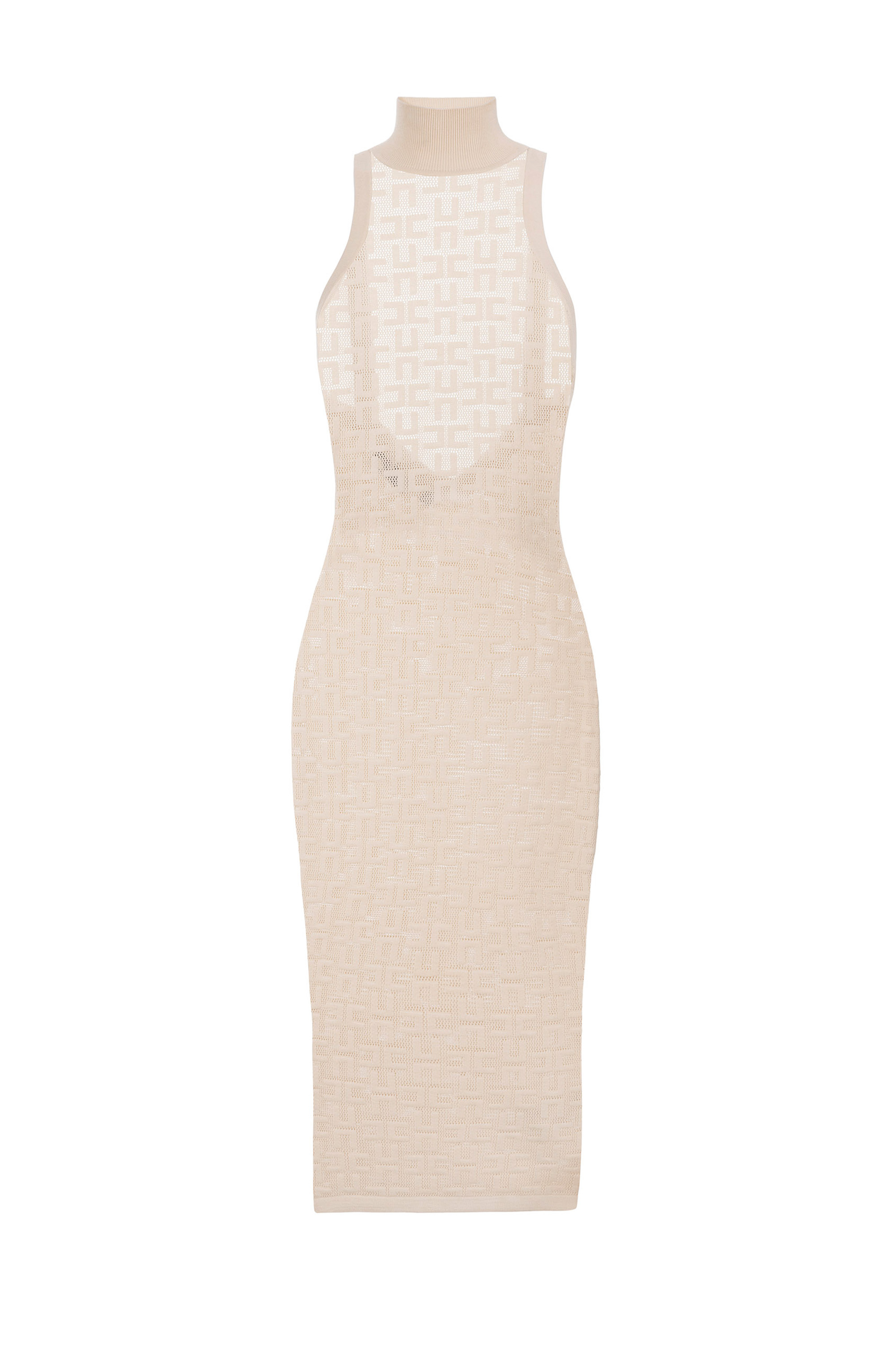 Openwork knit viscose midi dress | Elisabetta Franchi® Outlet