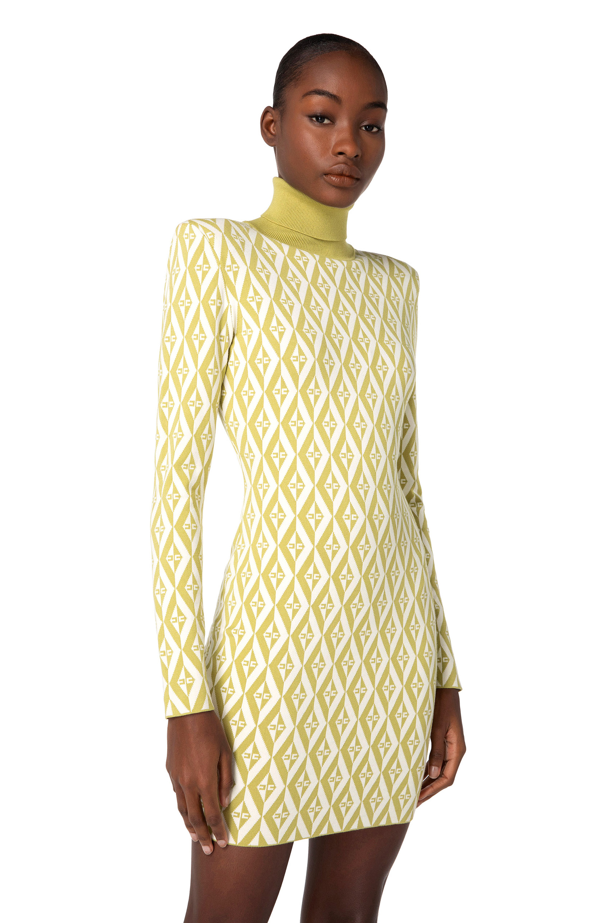 Diamond patterned knit mini dress Elisabetta Franchi Outlet