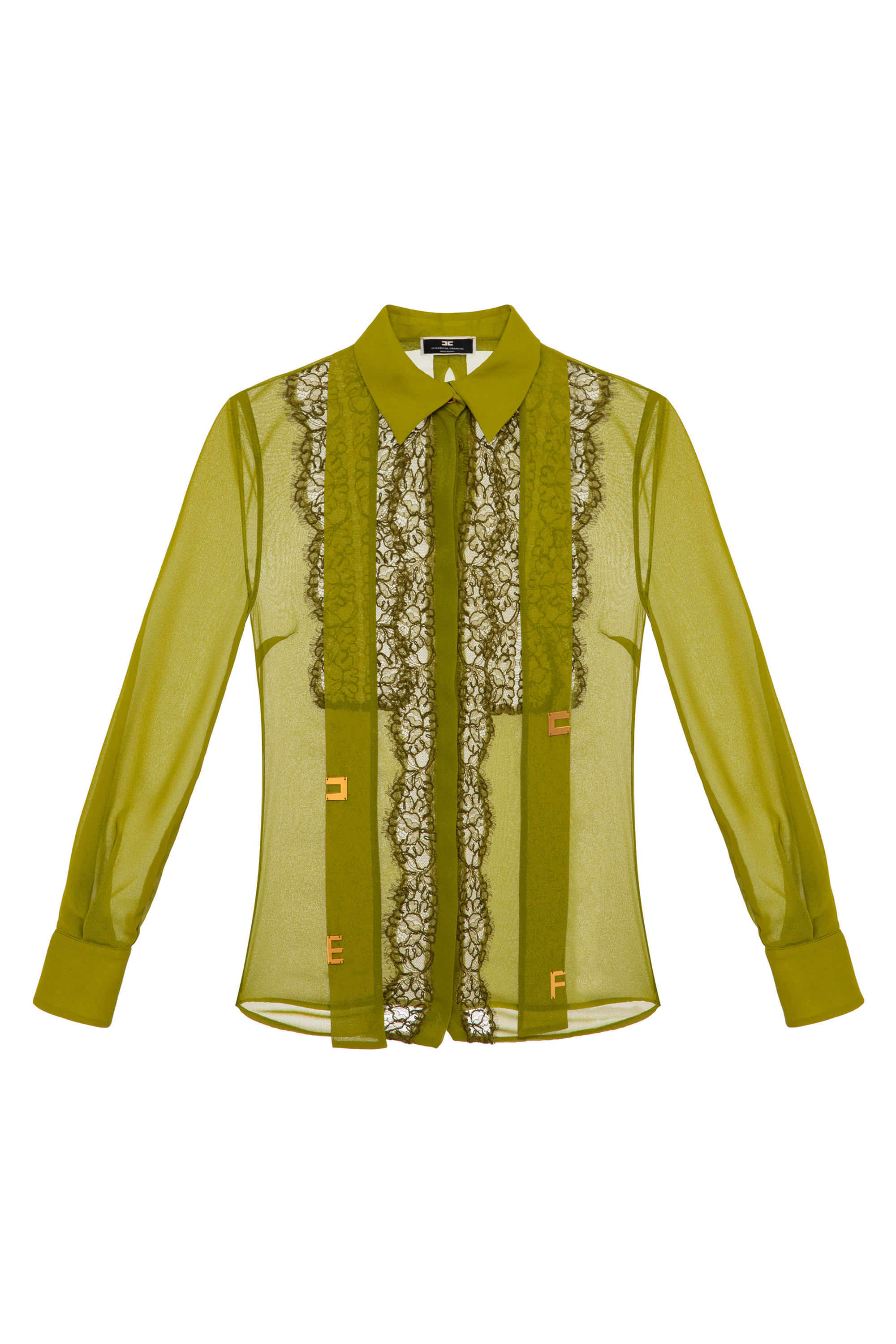 Blouse in georgette fabric with lace