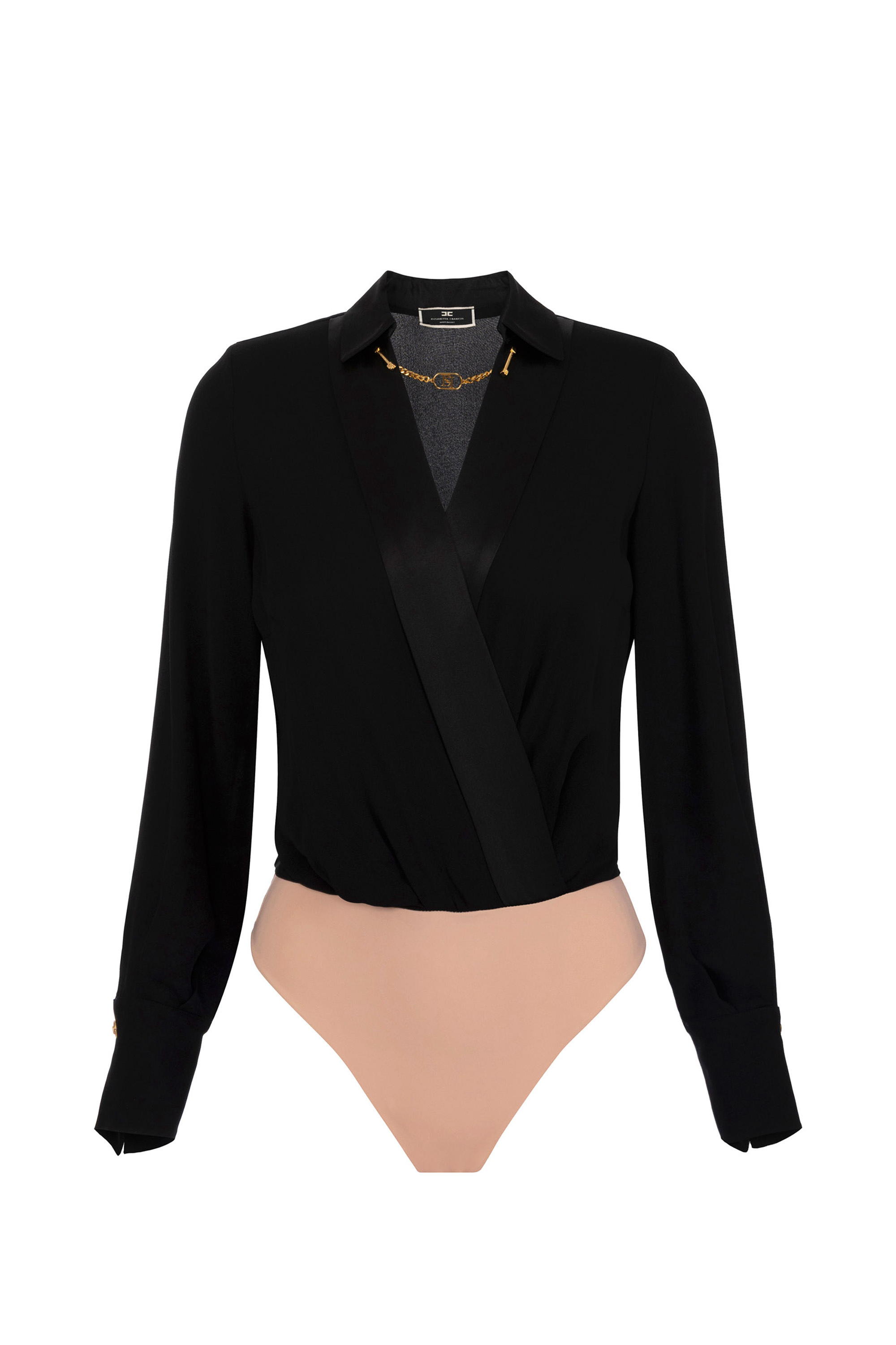 Crossover bodysuit-style blouse in viscose georgette fabric
