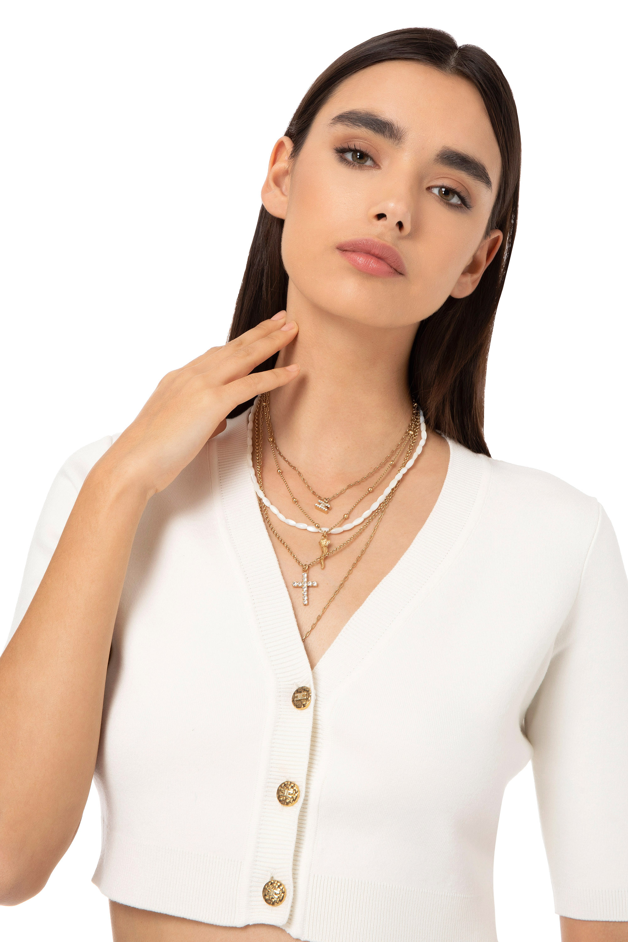 Choker necklace with chain and beads | Elisabetta Franchi® Outlet