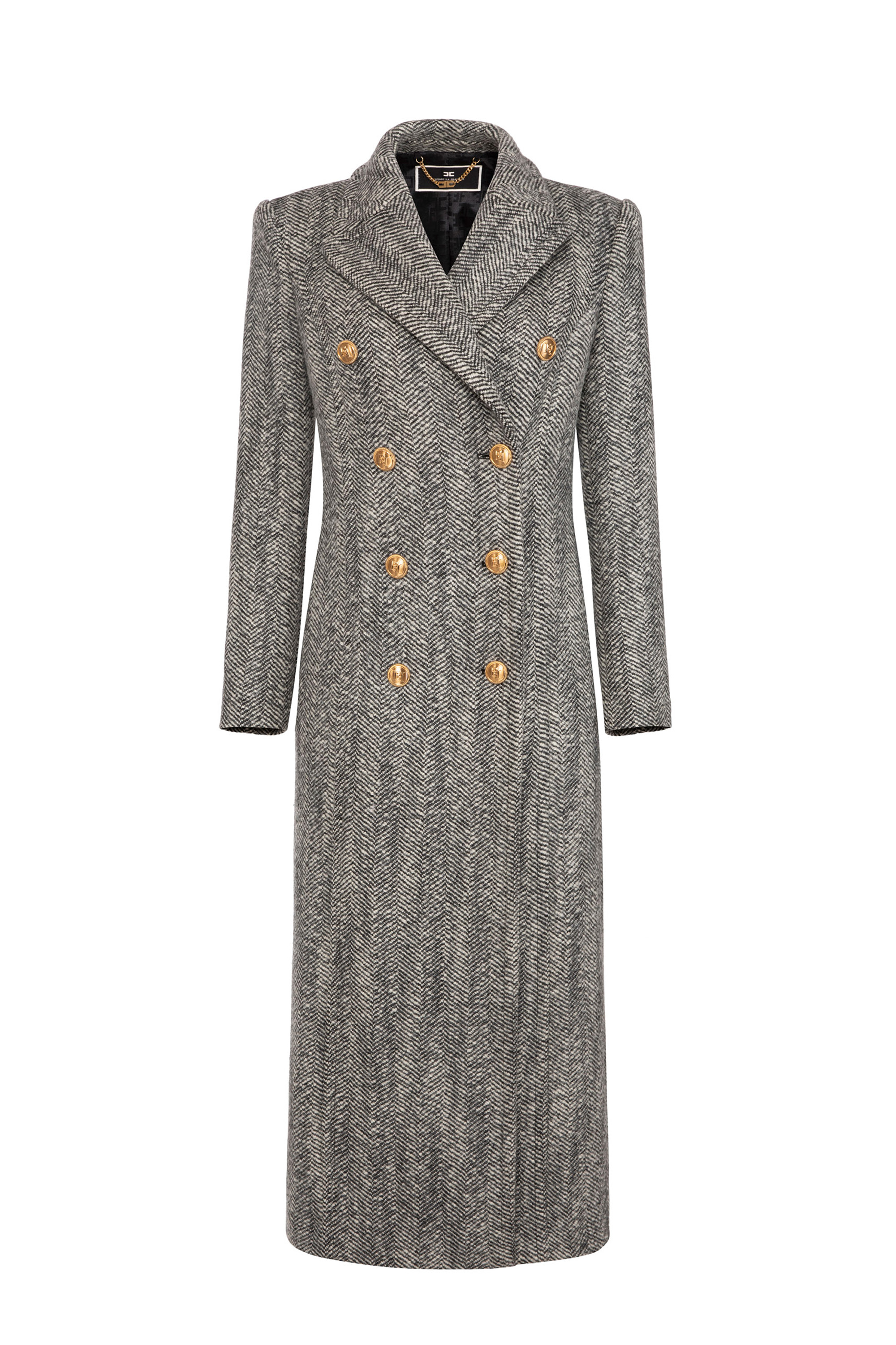 Straight cut boucle wool coat Elisabetta Franchi Outlet