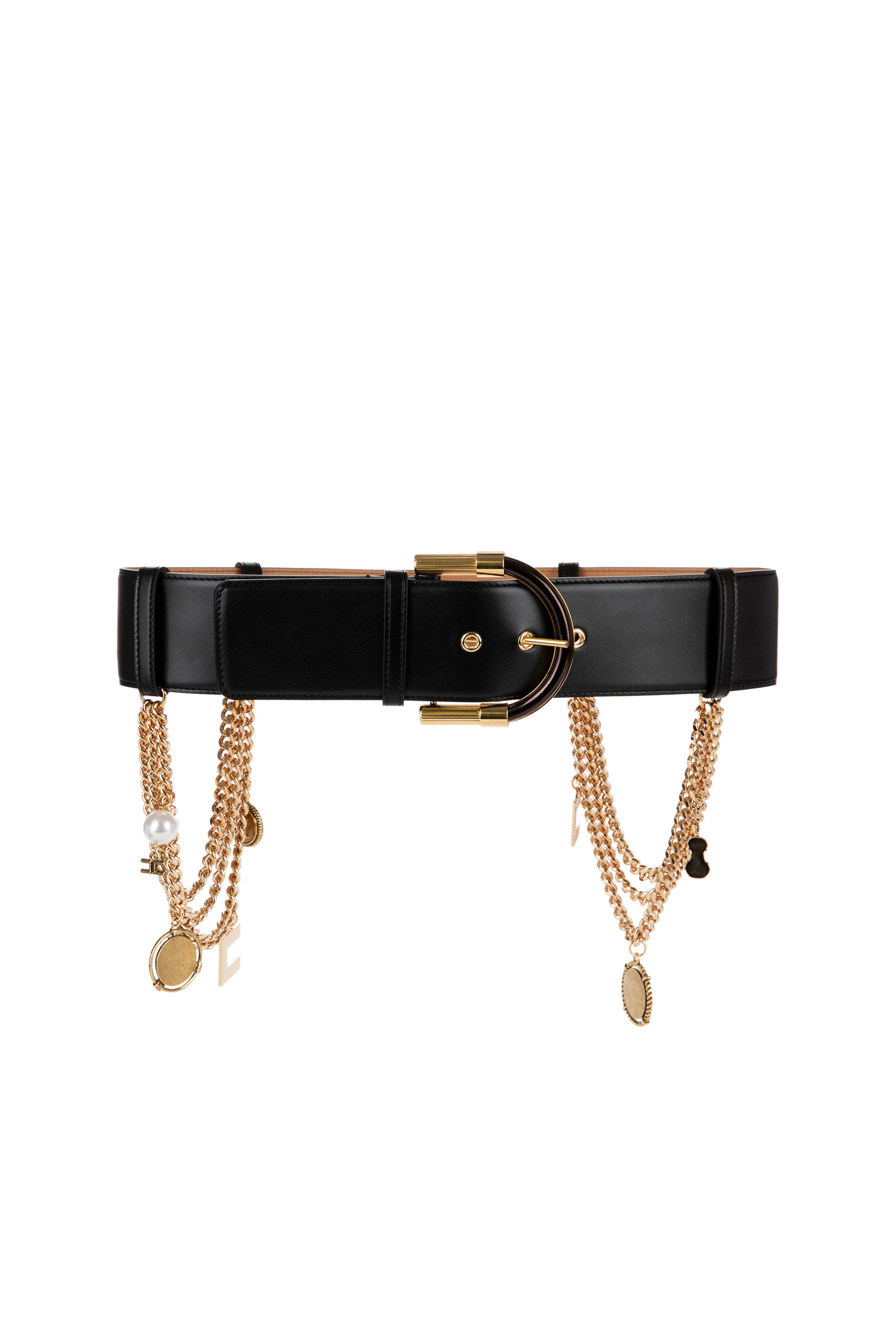 Faux leather high belt with charms | Elisabetta Franchi® Outlet