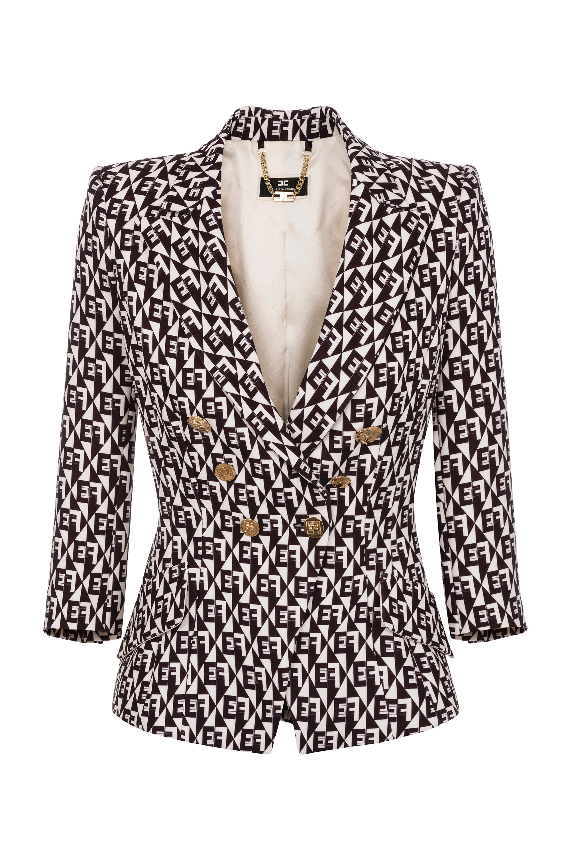 Double-breasted jacket with diamond pattern | Elisabetta Franchi