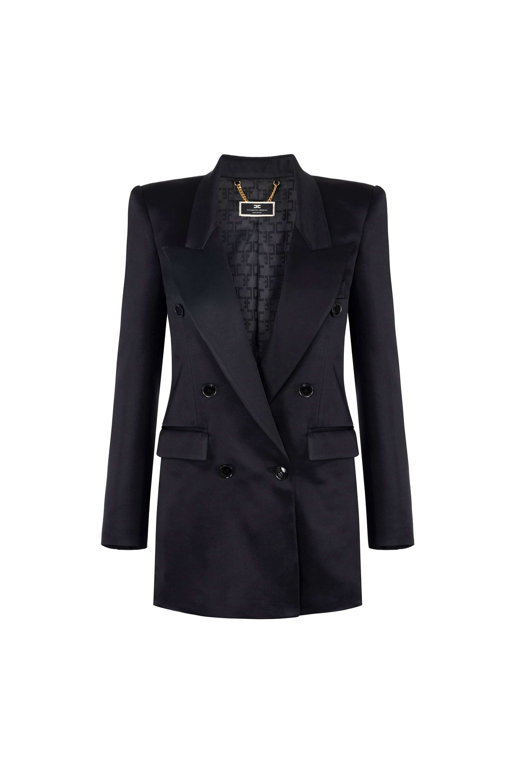 本物 in jacket Double-breasted shiny Elisabetta | crêpe satin ジャケット・アウター