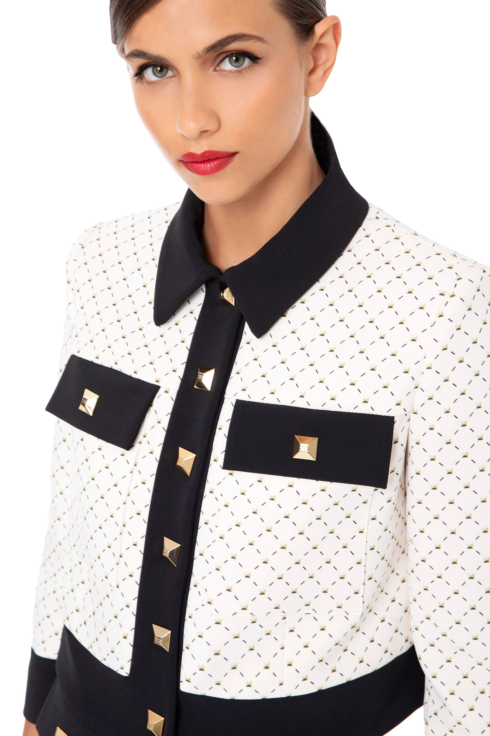 Short jacket with stud print | Elisabetta Franchi® Outlet