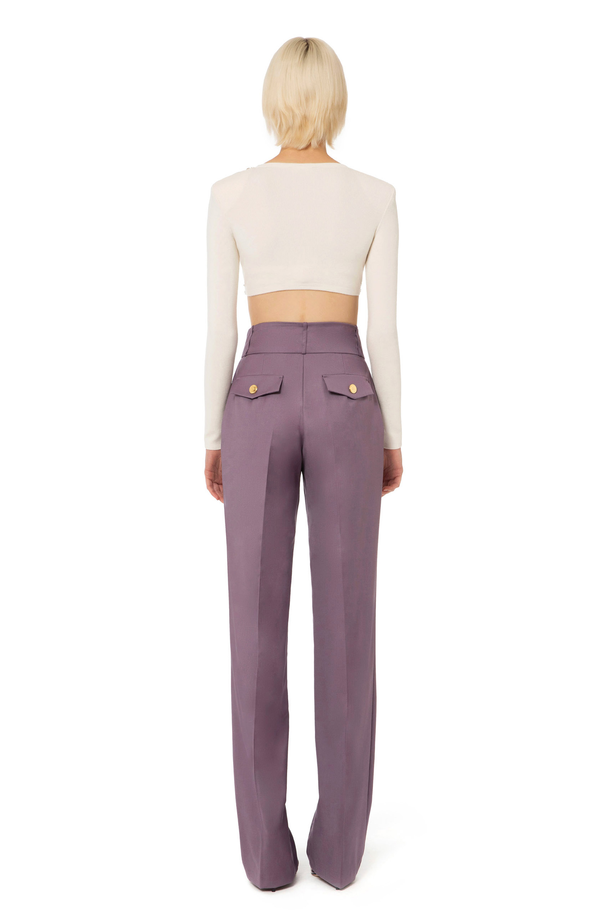 Crop sweatshirt in viscose with logo inserts | Elisabetta