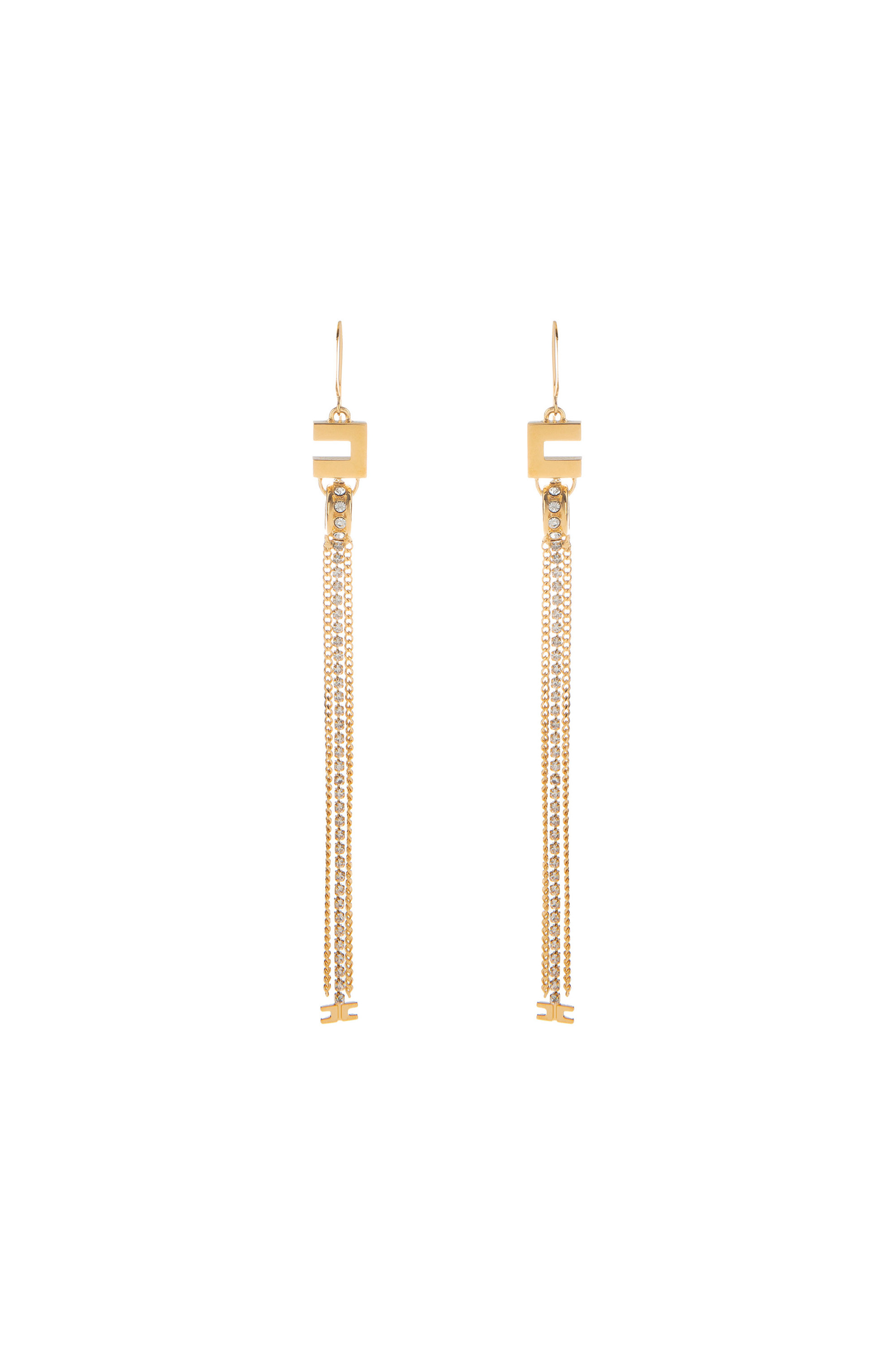Logo earrings with rhinestone pendants | Elisabetta Franchi