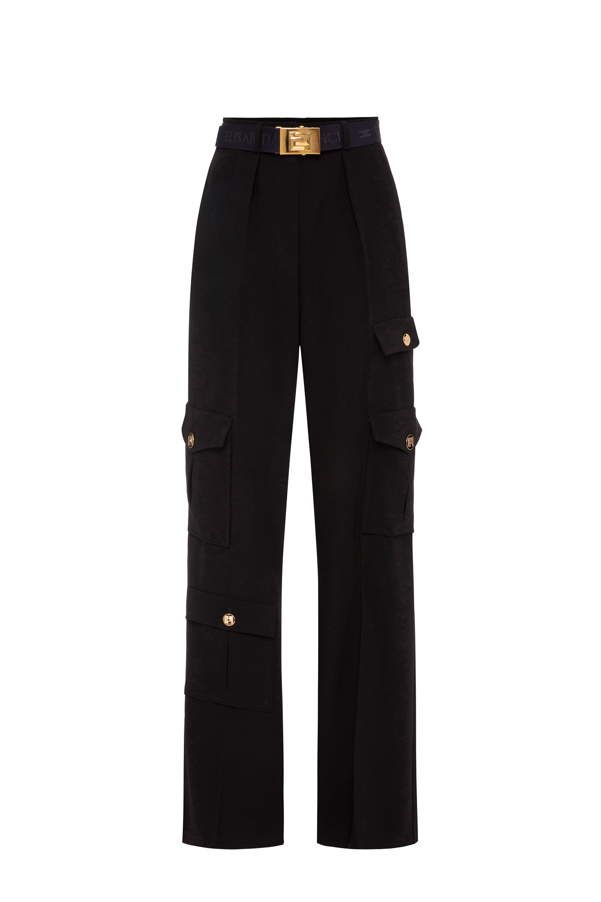 Cargo trousers in crêpe fabric with belt | Elisabetta