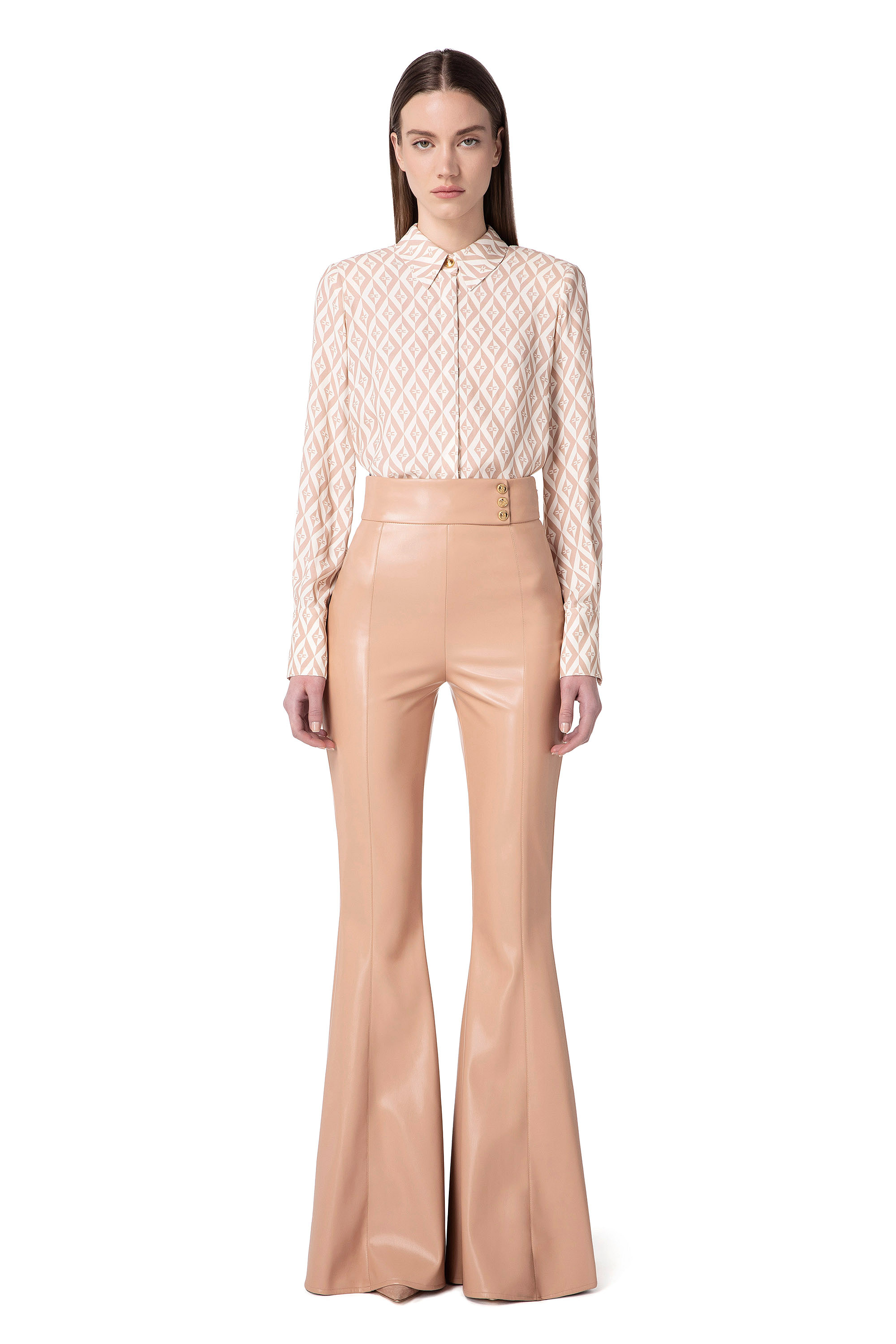 Pantalone palazzo in materiale sintetico Elisabetta Franchi Outlet