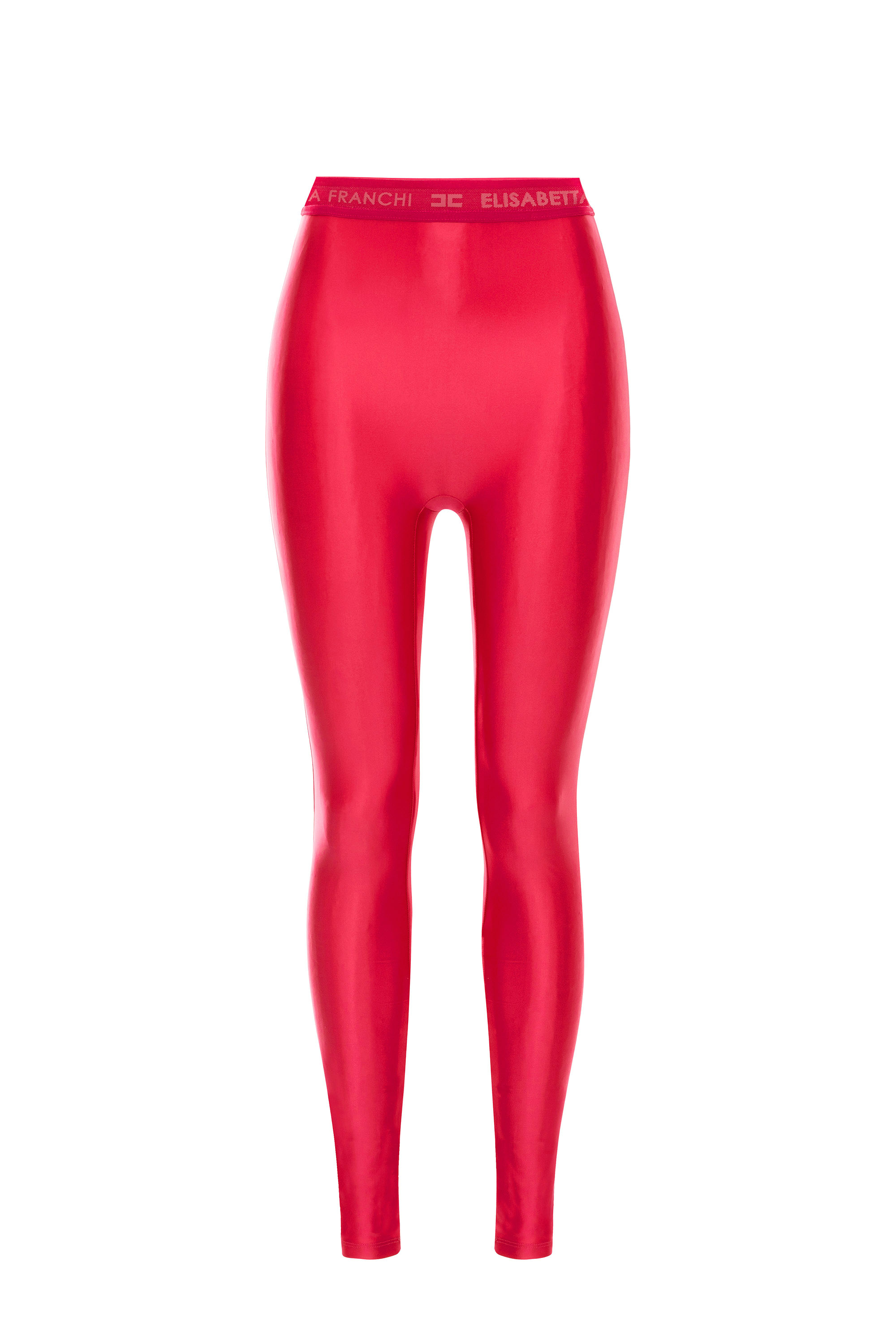 Shiny Lycra leggings with logoed elastic