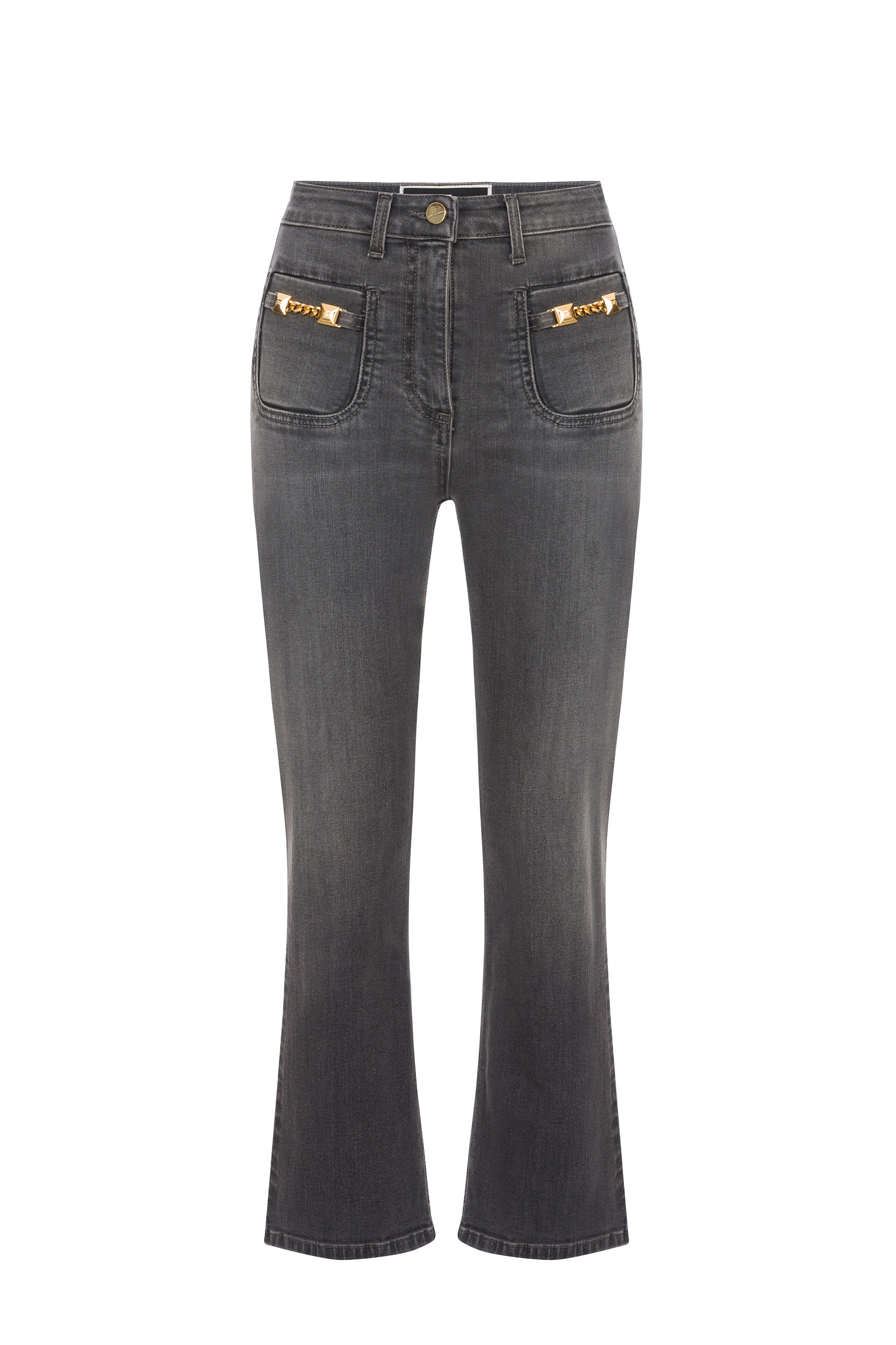 Boot-cut jeans with studded horsebits