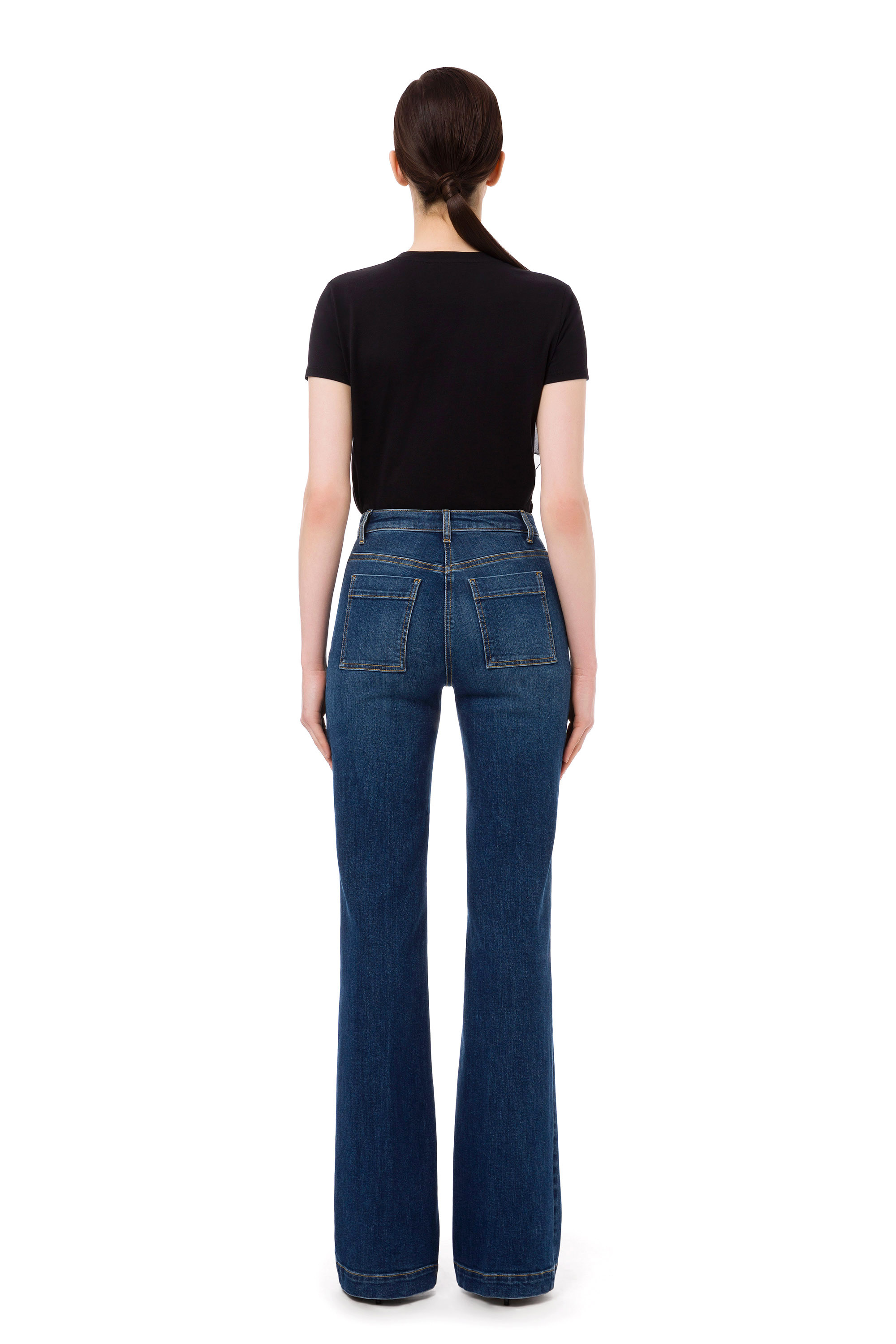 Palazzo denim trousers with studs Elisabetta Franchi Outlet