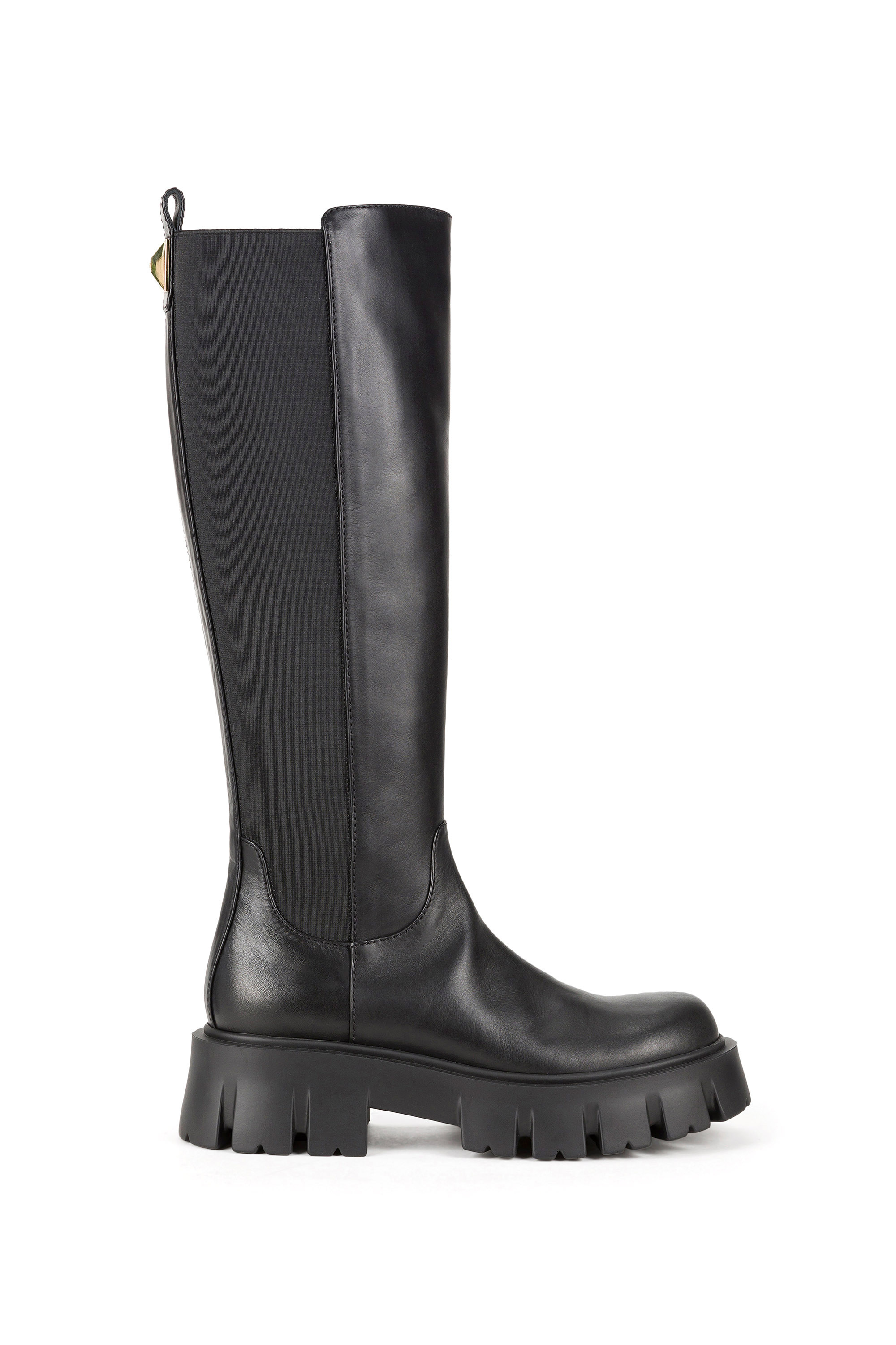 Combat boots with logoed stud | Elisabetta Franchi® Outlet