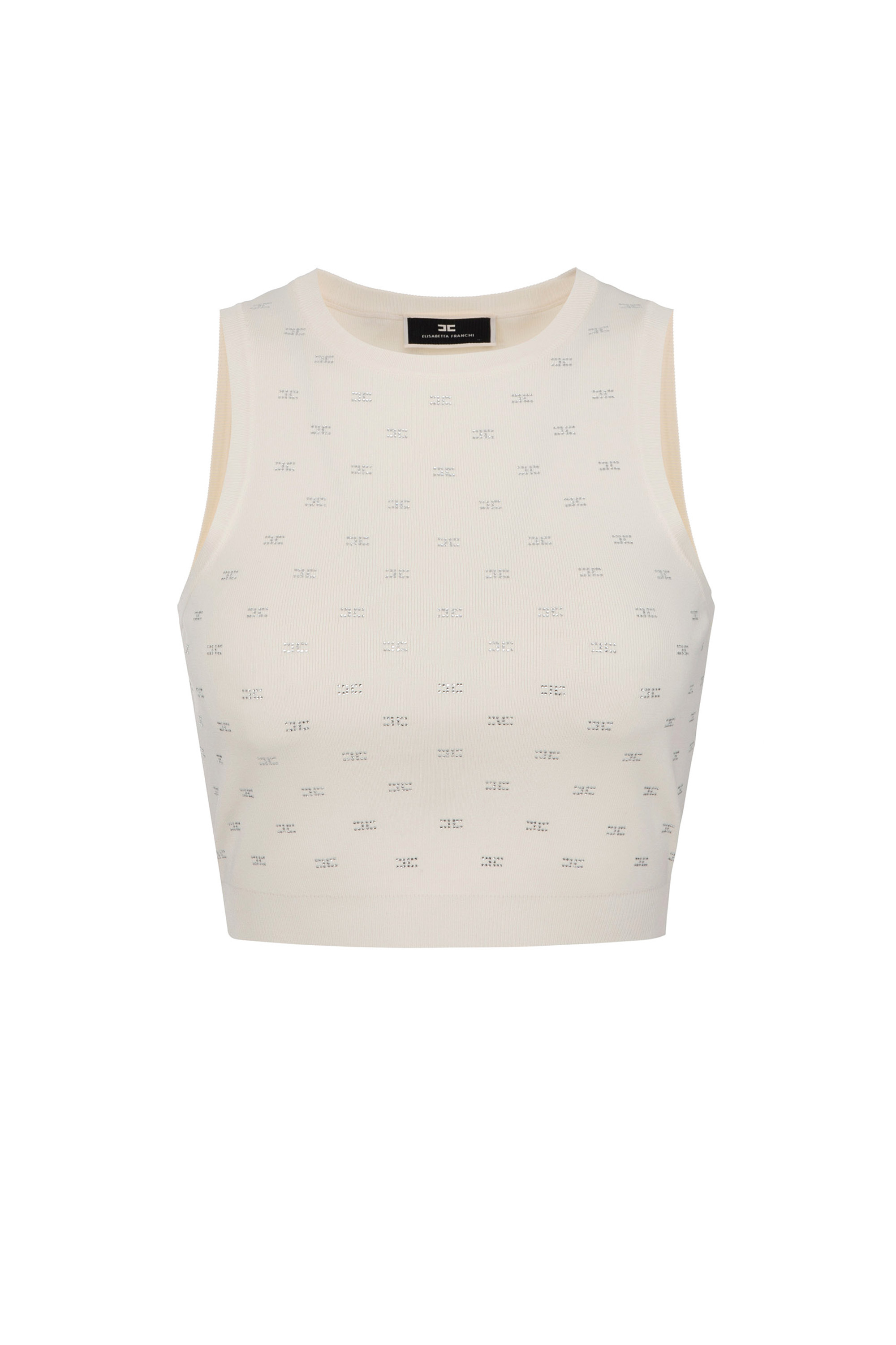 100％安い crop Knit top Outlet Franchi® Elisabetta | pattern logo with トップス