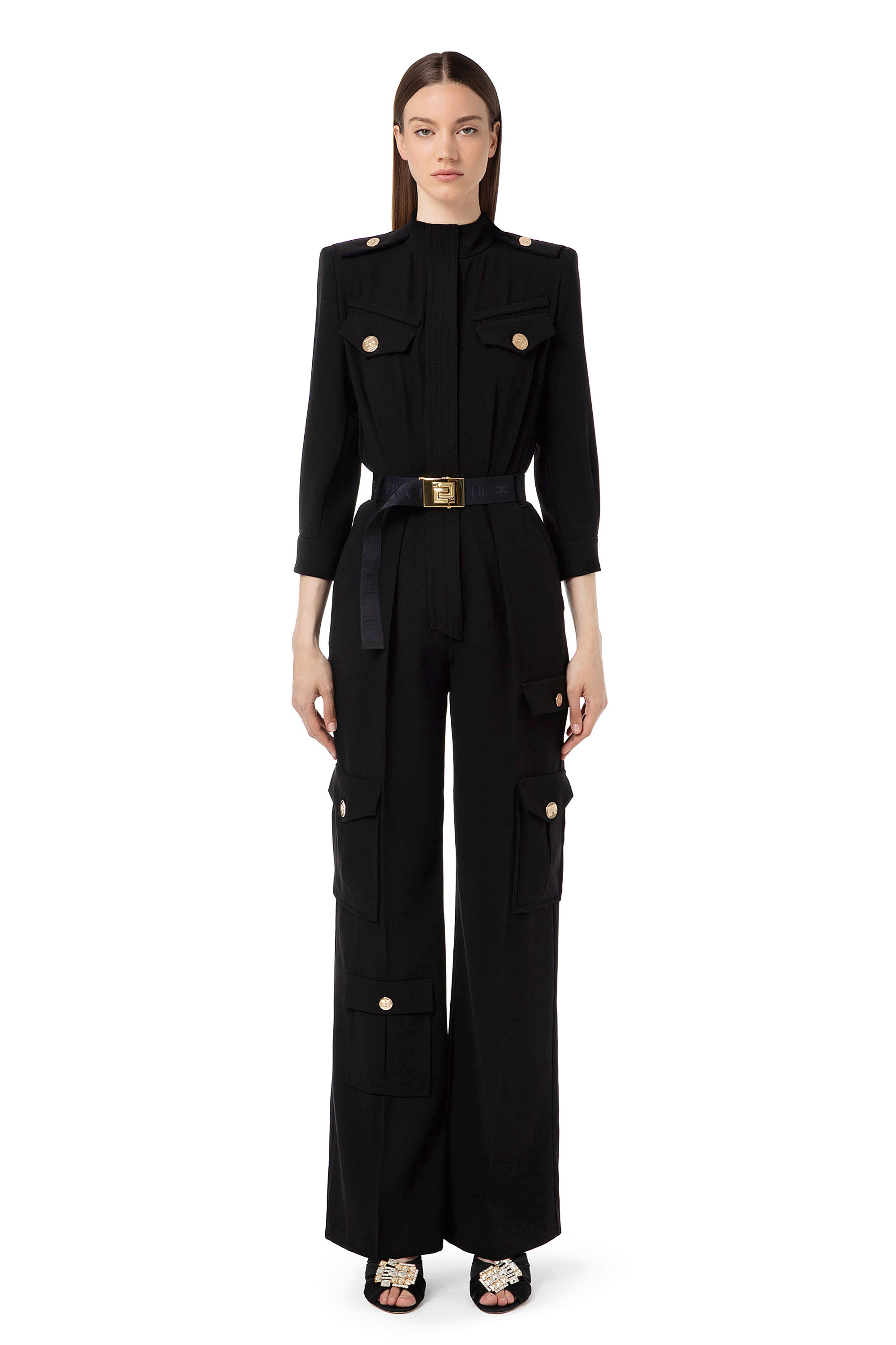 Crepe jumpsuit sales