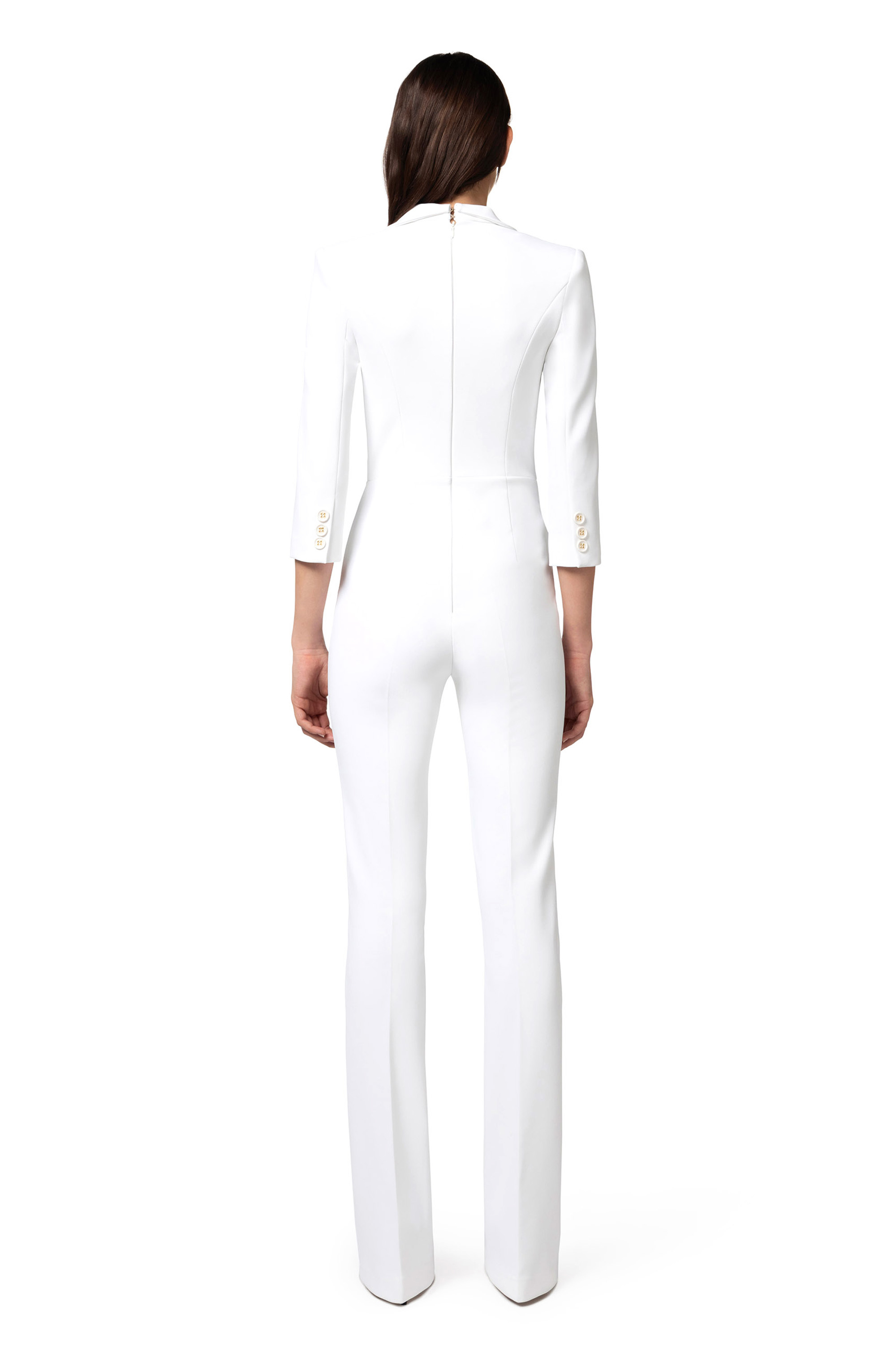 Double layer crêpe double-breasted jumpsuit | Elisabetta Franchi® Outlet