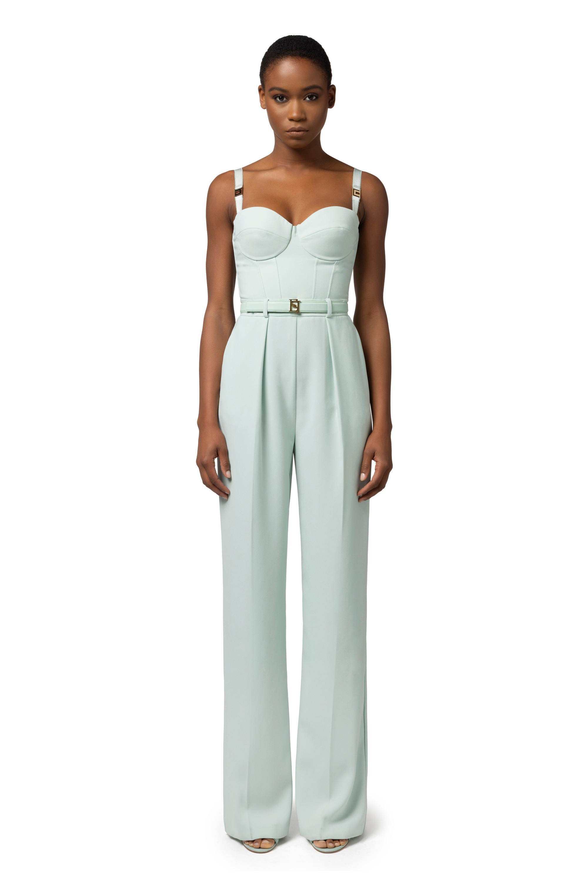 Jumpsuit in crêpe fabric with bustier top | Elisabetta
