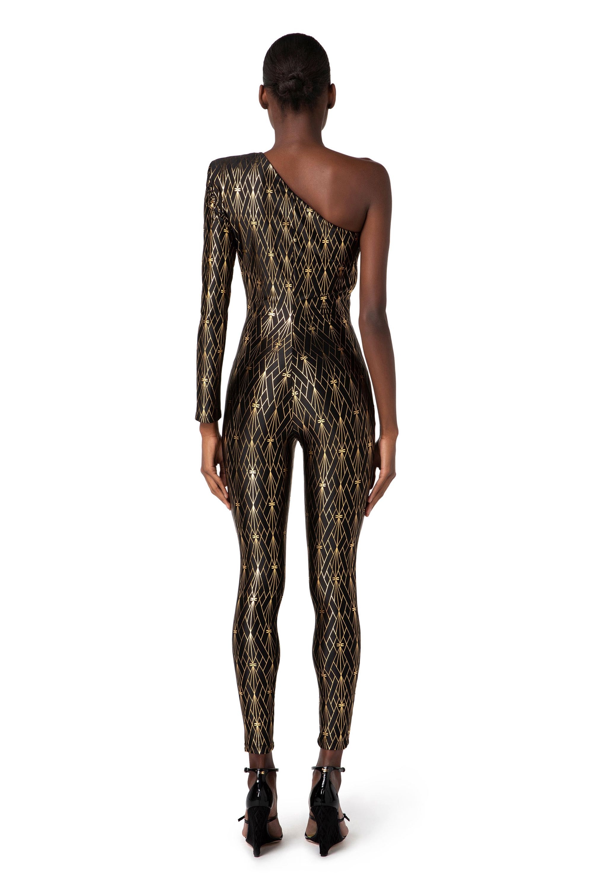 One-shoulder jumpsuit in jersey | Elisabetta Franchi® Outlet
