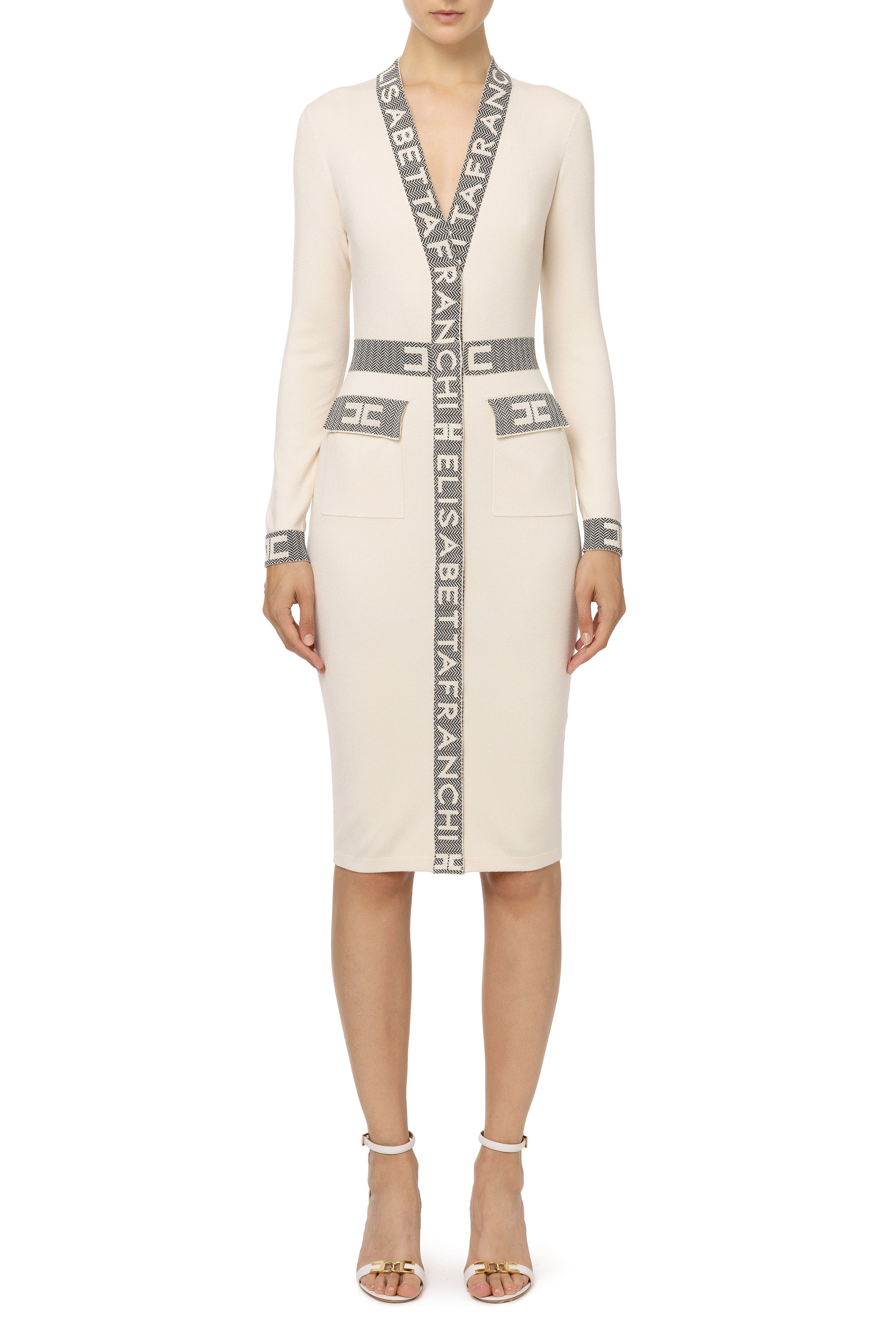 Knit shirt dress with logoed inserts Elisabetta Franchi Outlet
